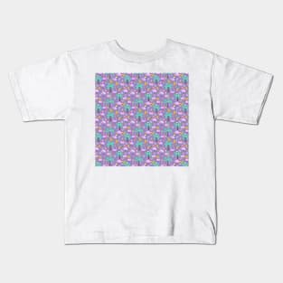 Cute Flamingos in Tropical Paradise - Pastel Violet Kids T-Shirt